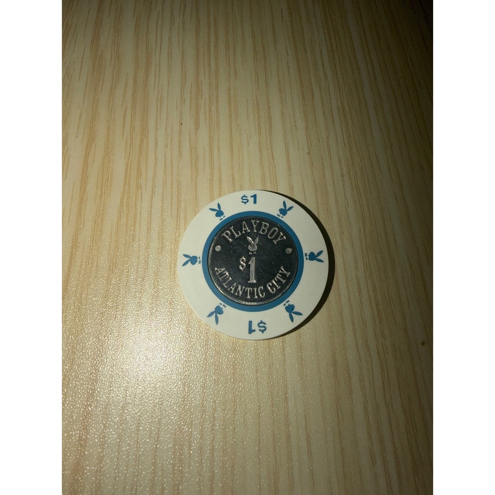 Vintage 1980s Playboy Atlantic City $1 Casino Chip Metal Center Obsolete